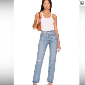 Agolde High Rise Straight Jeans - Light Blue